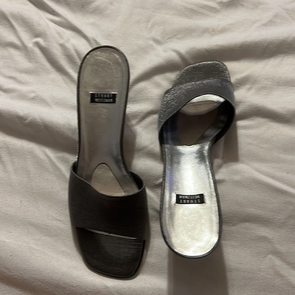Stuart Weitzman pewter metallic slides - Picture 2 of 7